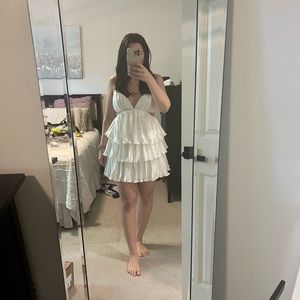 BHLDN tiered pleated cut out anastasia mini dress